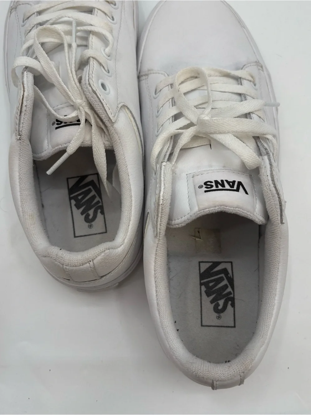 Vans White Low-Top Leather Sneakers